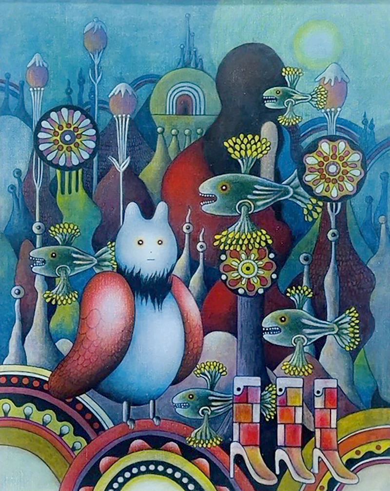 Fairy (Horned Owl) (Erika Hirako, 2023, Oil on canvas)